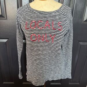 Sundry Anthropologie Coastal Nautical Striped LOCALS ONLY Embroidered Sweater